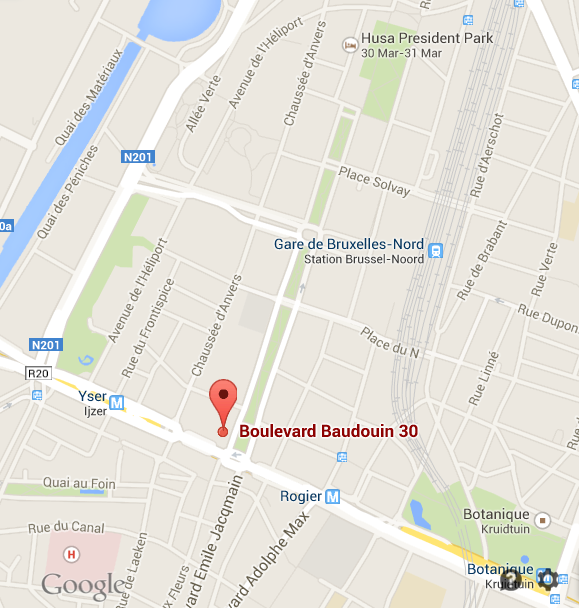 Map showing location of Boudewijnlaan 30, Brussels.