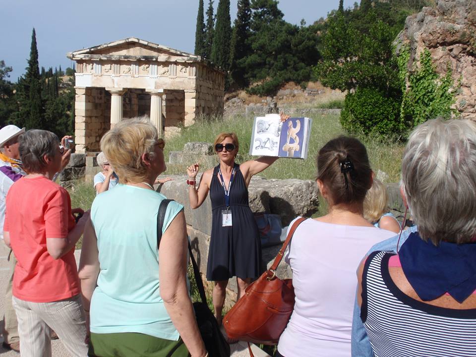 Tourist Guide at Delphi, Greece
